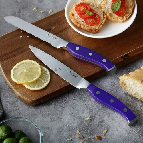 McCook MC27 15pcs Kitchen Knife Block Set Cutlery Knife Set Built-in Sharpener - Fresh Stock Dated January 2026