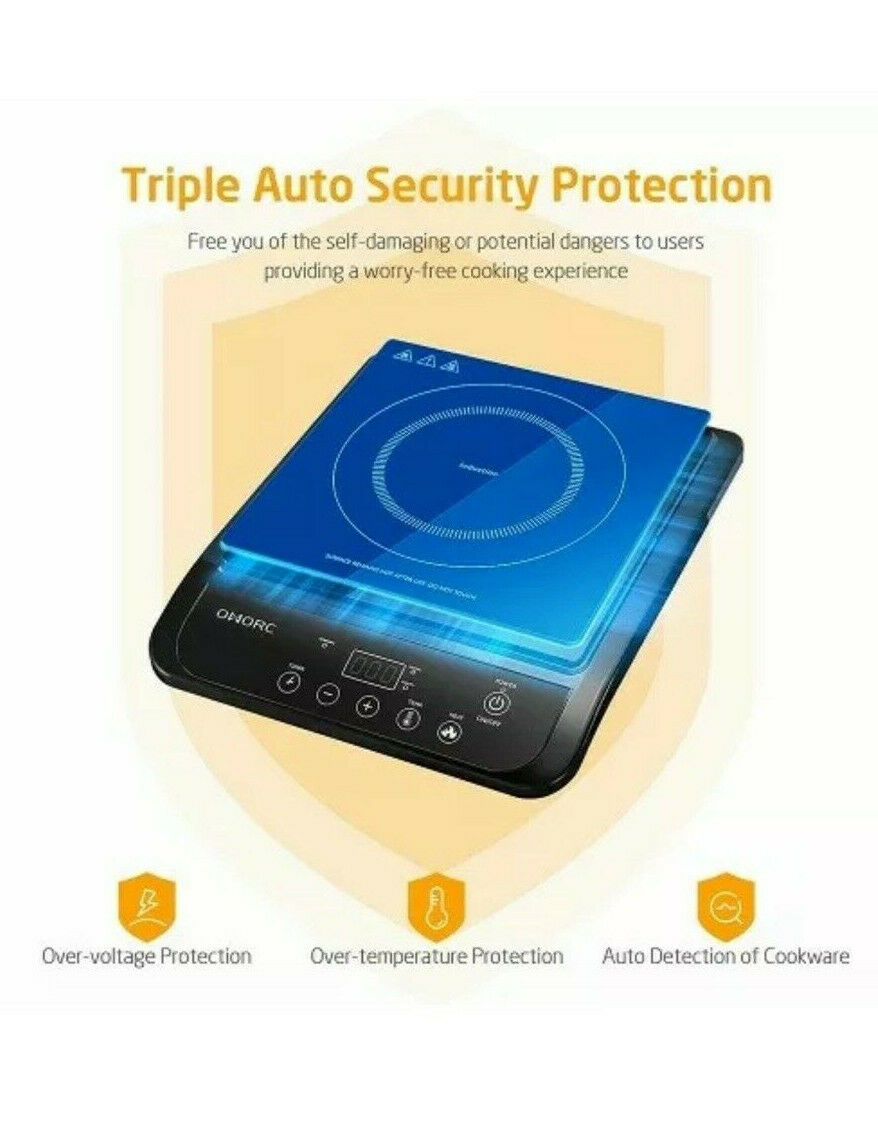 OMORC Portable Induction Cooktop Touch-Control Countertop Burner 10 Power Levels - Fresh Stock Dated February 2026