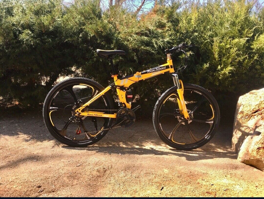 NEW FOLDING MOUNTAIN BIKE MTB 21 SPEED FULL SUSPENSION 26x17 - AUTHENTIC! - Fresh Stock Dated December 2025