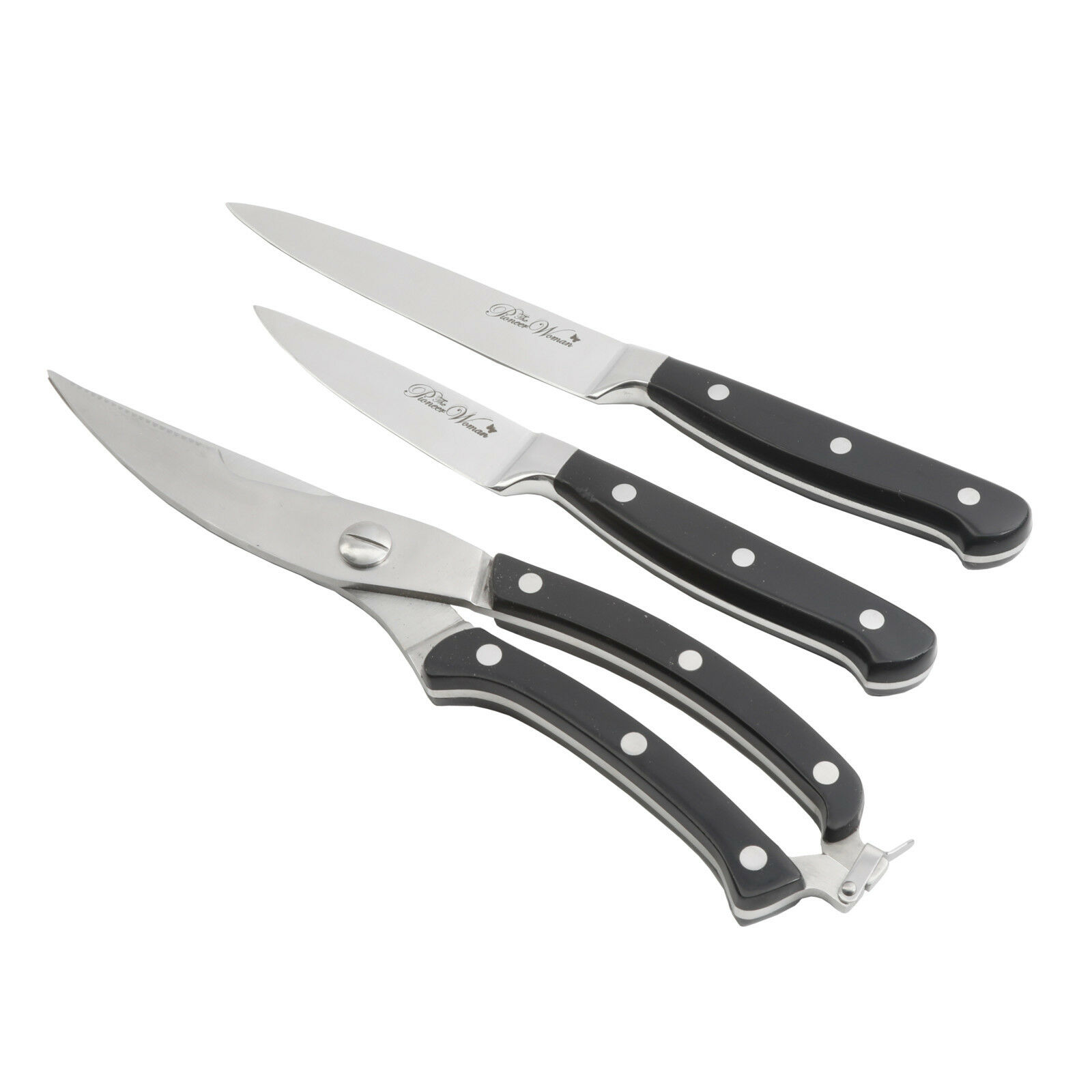 The Pioneer Woman Cowboy Rustic 14-Piece Cutlery Set w/ Wood Block Black New - Fresh Stock Dated January 2026