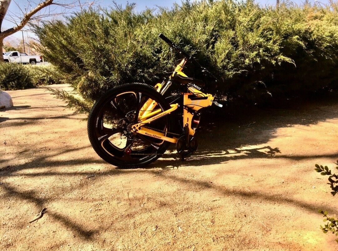 NEW FOLDING MOUNTAIN BIKE MTB 21 SPEED FULL SUSPENSION 26x17 - AUTHENTIC! - Fresh Stock Dated December 2025