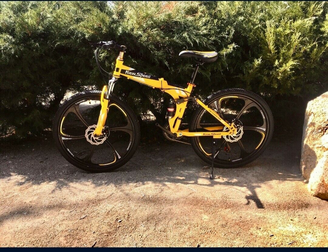 NEW FOLDING MOUNTAIN BIKE MTB 21 SPEED FULL SUSPENSION 26x17 - AUTHENTIC! - Fresh Stock Dated December 2025