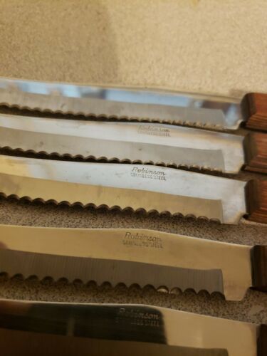 Vtg Set Of 6 Robinson Stainless Serrated Blade Steak knives - Fresh Stock Dated January 2026