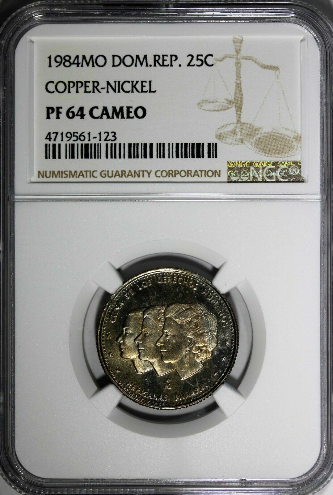 DOMINICAN REPUBLIC PROOF 1984 25 Centavos NGC PF64 CAMEO Mirabal Sisters KM#61.1 - Fresh Stock Dated December 2025