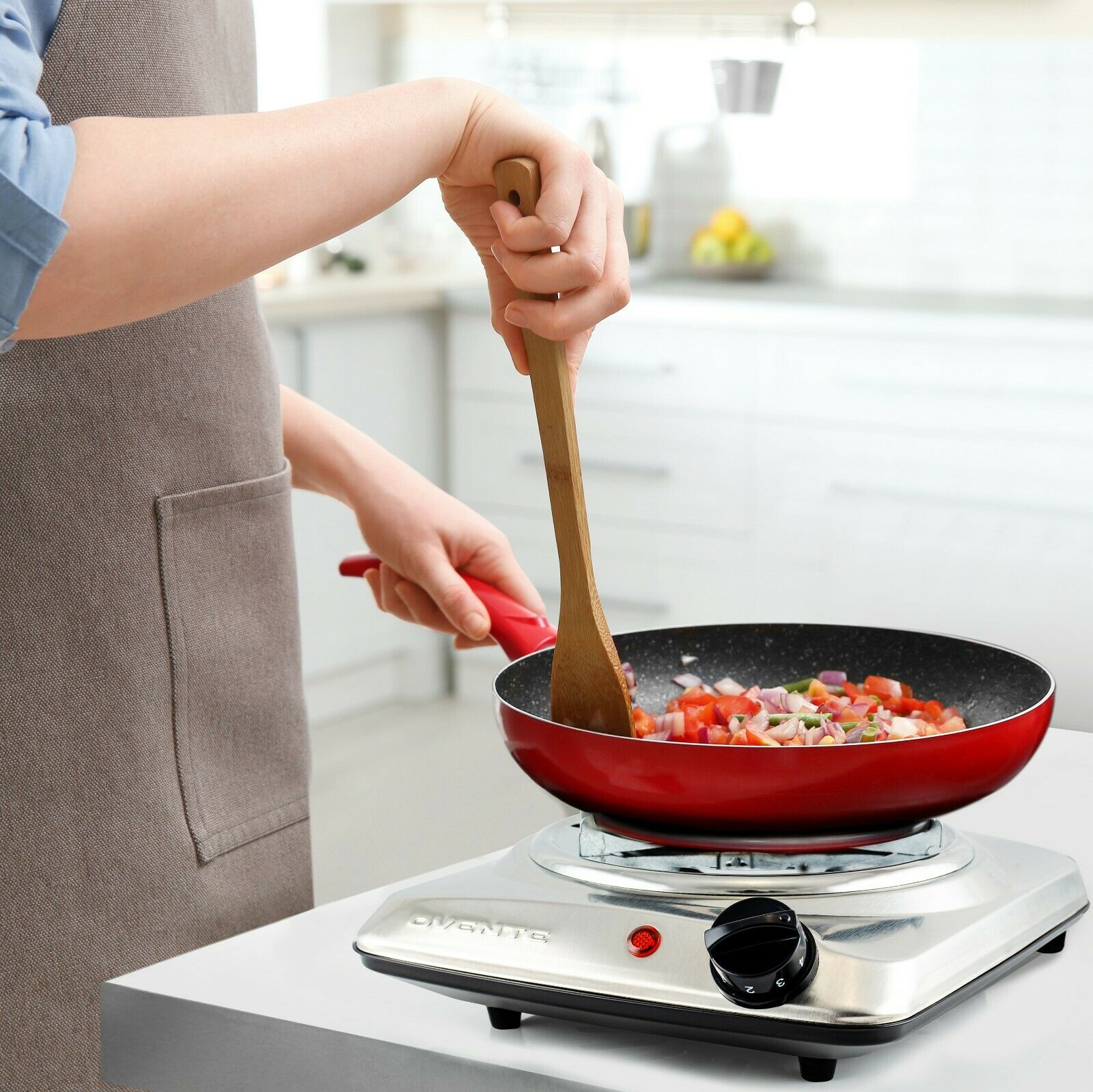 Ovente Electric Single Coil Burner 6 Inch Hot Plate Cooktop 1000W Silver BGC101S - Fresh Stock Dated February 2026