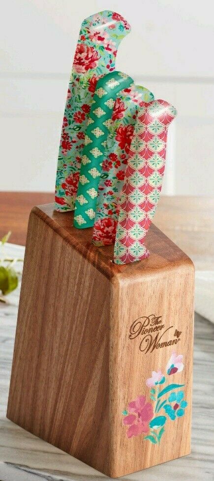 Pioneer Woman ~ Ree Drummond ~ 5-Piece Cutlery/Knife Block Set ~ Gorgeous Garden - Fresh Stock Dated January 2026