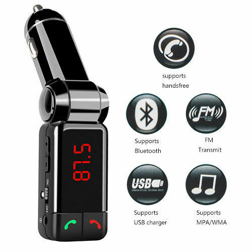 Bluetooth FM Transmitter + 2 USB Charger LCD Cell Handsfree Car Van Truck SUV - Fresh Stock Dated December 2025