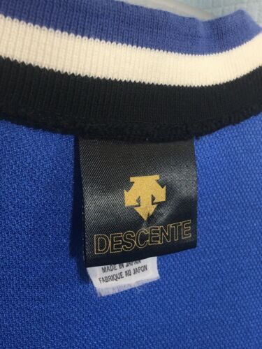 M VINTAGE 1980s DESCENTE JAPAN Cycling Jersey YELLOW Royal Blue 65% COTTON BLEND - Fresh Stock Dated December 2025