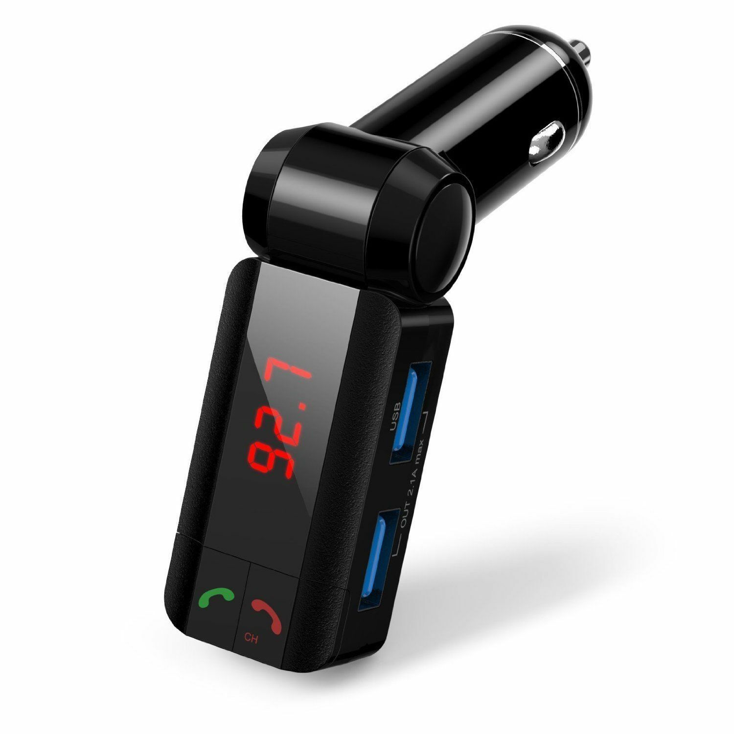 Bluetooth FM Transmitter + 2 USB Charger LCD Cell Handsfree Car Van Truck SUV - Fresh Stock Dated December 2025