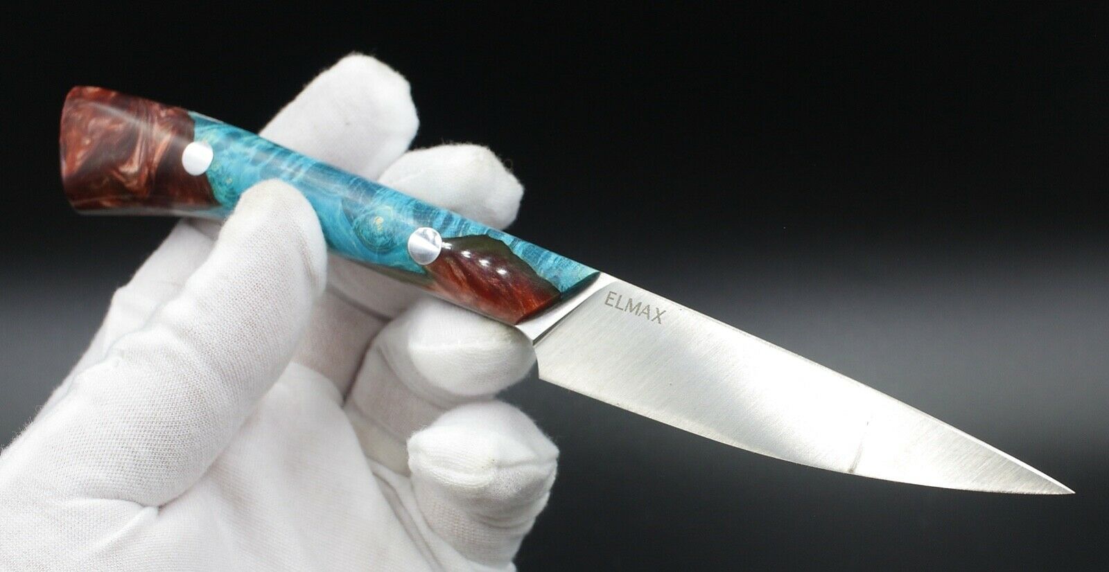 Blue Lagoon Paring - USA Made Custom Knives ELMAX Stainless Steel Custom Handle - Fresh Stock Dated January 2026