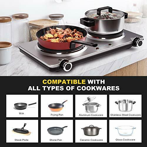 Electric Double Burner Hot Plate for Cooking, 1800W Portable Electric Stove, - Fresh Stock Dated February 2026