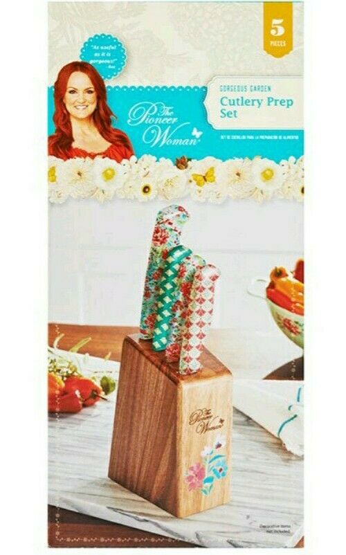 Pioneer Woman ~ Ree Drummond ~ 5-Piece Cutlery/Knife Block Set ~ Gorgeous Garden - Fresh Stock Dated January 2026