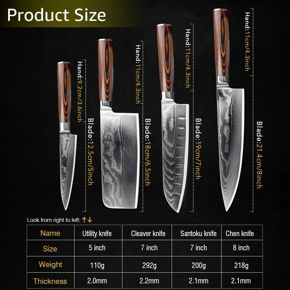 Kitchen Damascus Steel Chef Knife Set Handmade VG10 67 Layers Knives Wood Handle - Fresh Stock Dated January 2026