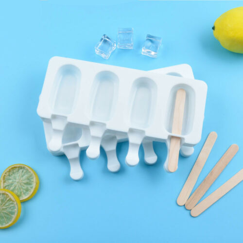 4 Cell Silicon Big Size Ice Cream Mold DIY Frozen Dessert Juice Popsicle Maker - Fresh Stock Dated February 2026