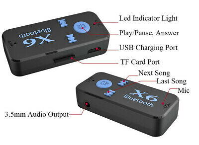 Car handsfree kit USB Receiver Bluetooth Audio 3.5mm Jack AUX TF Card Reader - Fresh Stock Dated December 2025