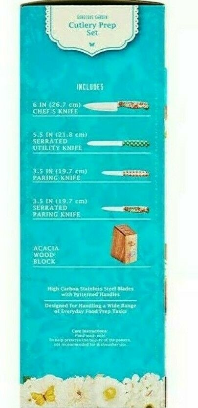 Pioneer Woman ~ Ree Drummond ~ 5-Piece Cutlery/Knife Block Set ~ Gorgeous Garden - Fresh Stock Dated January 2026