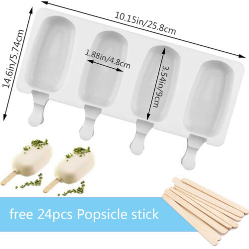 4 Cell Silicon Big Size Ice Cream Mold DIY Frozen Dessert Juice Popsicle Maker - Fresh Stock Dated February 2026