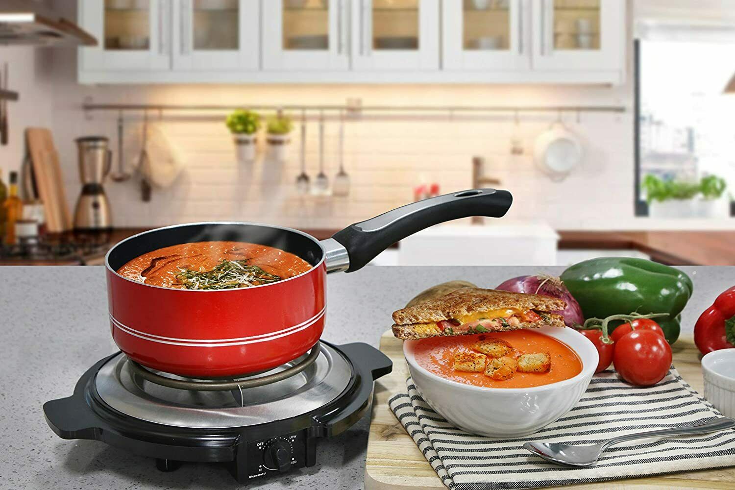 Portable Buffet Burner Small Electric Hot Coiled Heating Plate Temp Control 750W - Fresh Stock Dated February 2026