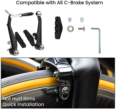 AIISAR Bike Brake Pads 2 Pairs of 50mm – Contemporary Designed C Shape Bike Part - Fresh Stock Dated December 2025