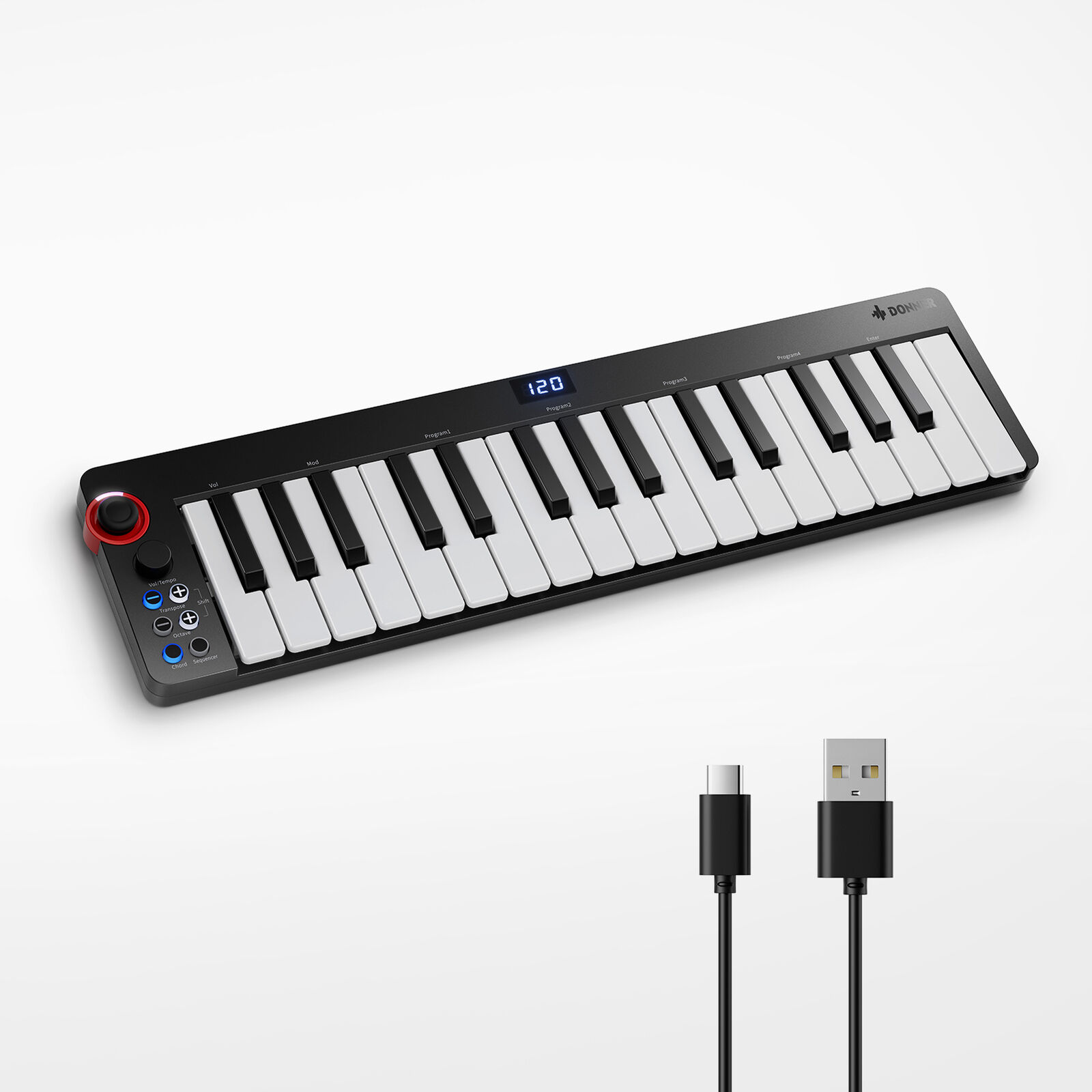Donner 32-Key MIDI Keyboard Controller Sequencer Mini with Digital Tube Screen - Fresh Stock Dated December 2025
