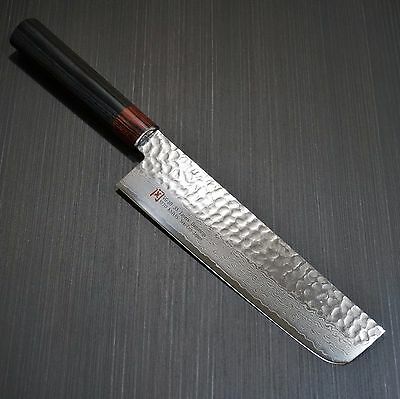 Japanese SETO ISEYA Hammered Damascus VG10 Nakiri Kitchen Knife 180mm Japan I-6 - Fresh Stock Dated January 2026