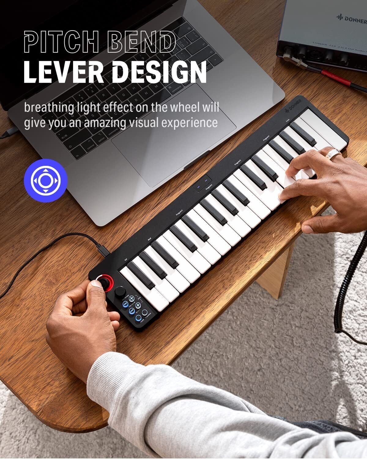 Donner 32-Key MIDI Keyboard Controller Sequencer Mini with Digital Tube Screen - Fresh Stock Dated December 2025