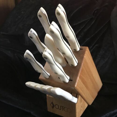 Cutco Knife Set - Pearl White handles 13 Pieces Including Block & 5 Stake Knives - Fresh Stock Dated January 2026