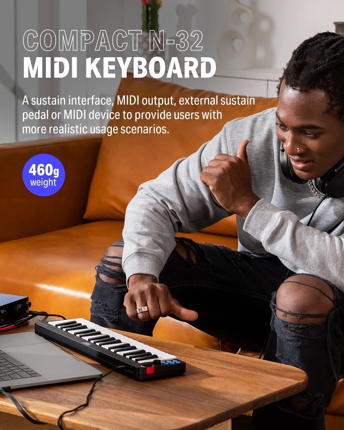 Donner 32-Key MIDI Keyboard Controller Sequencer Mini with Digital Tube Screen - Fresh Stock Dated December 2025