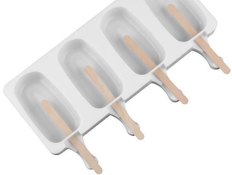 4 Cell Silicone Ice Cream Mold Juice Popsicle Maker Ice Lolly Pop Mould + Sticks - Fresh Stock Dated January 2026