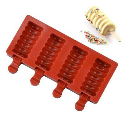 Food Grade Silicone Ice Cream Mold 4 Cell Frozen Juice Popsicle Maker Ice Lolly - Fresh Stock Dated February 2026