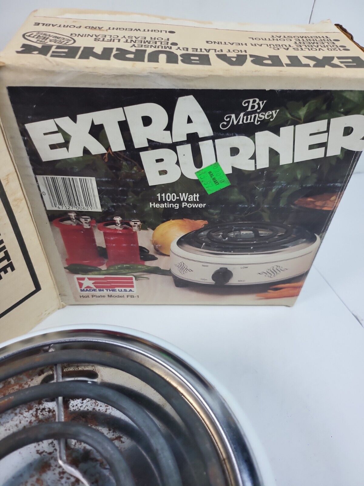 Munsey Extra Burner Hot Plate Model FB-1 Made in U.S.A. 1100 Watts 120v NOS.  96 - Fresh Stock Dated February 2026