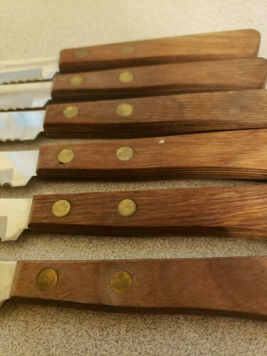 Vtg Set Of 6 Robinson Stainless Serrated Blade Steak knives - Fresh Stock Dated January 2026
