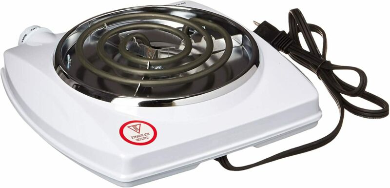 Brentwood TS-322 1000w Single Electric Burner, White - Fresh Stock Dated February 2026