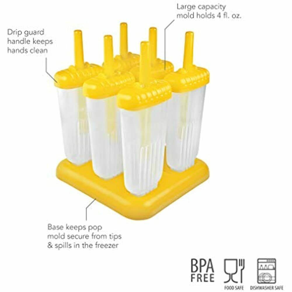 Tovolo Groovy Ice Pop Molds, Drip-Guard Handle, 4 Ounce Popsicles, Set Of 6, - Fresh Stock Dated February 2026