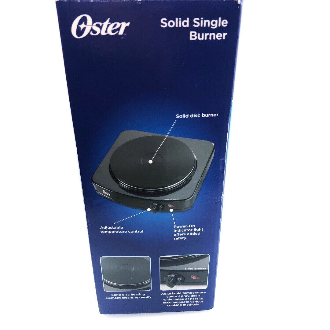 Oster Solid Single Burner 900 Watts Adjustable Temperature Black - Fresh Stock Dated February 2026