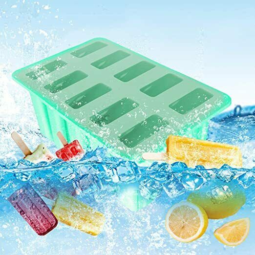 Silicone Popsicle Molds, 10 Cavities Ice Pop Molds Reusable - Fresh Stock Dated February 2026