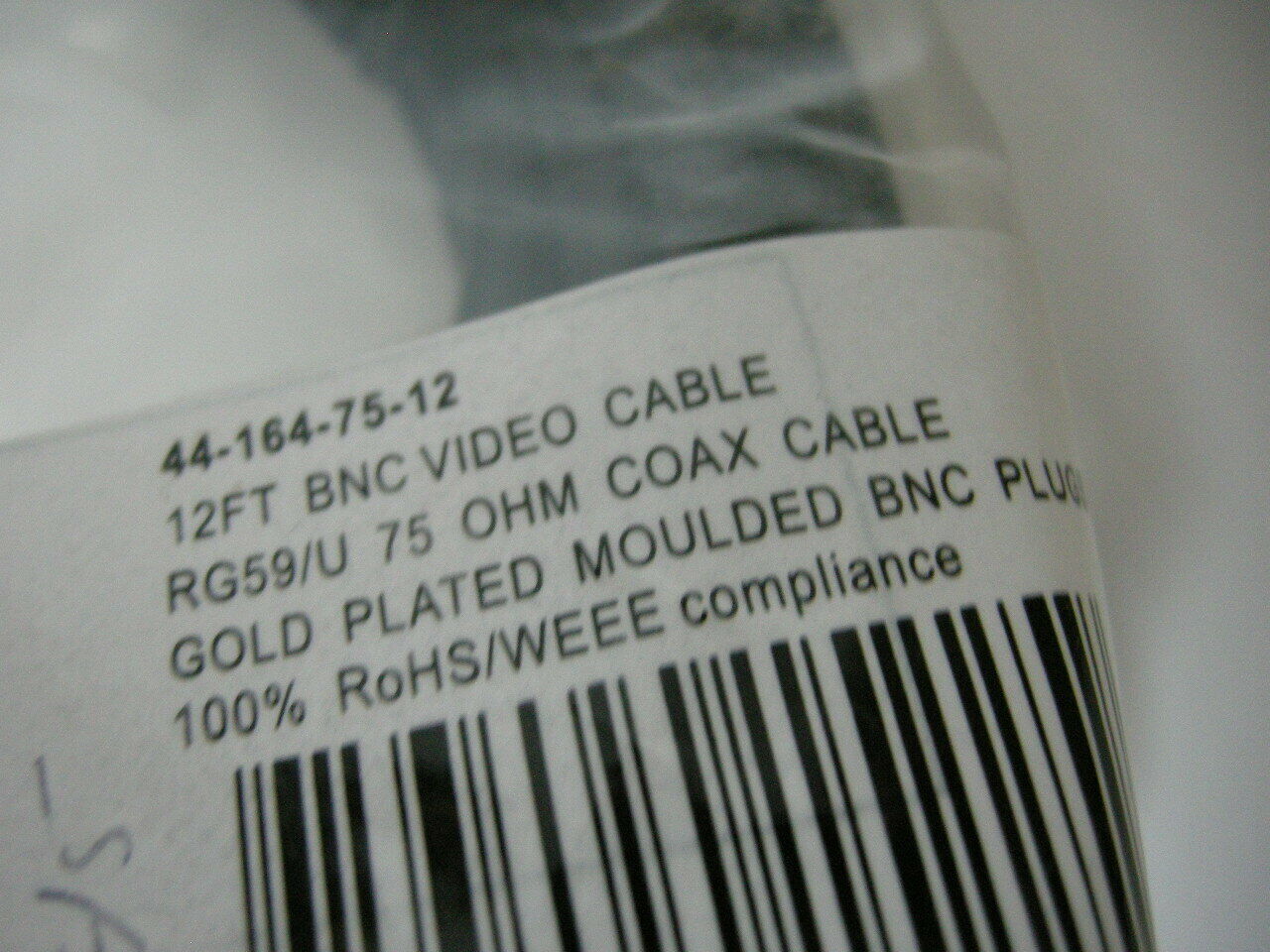 WELTRON 44-164-75-12 12FT BNC Video Cable RG59/U 75 OHM Coax Cable - NEW - Fresh Stock Dated December 2025