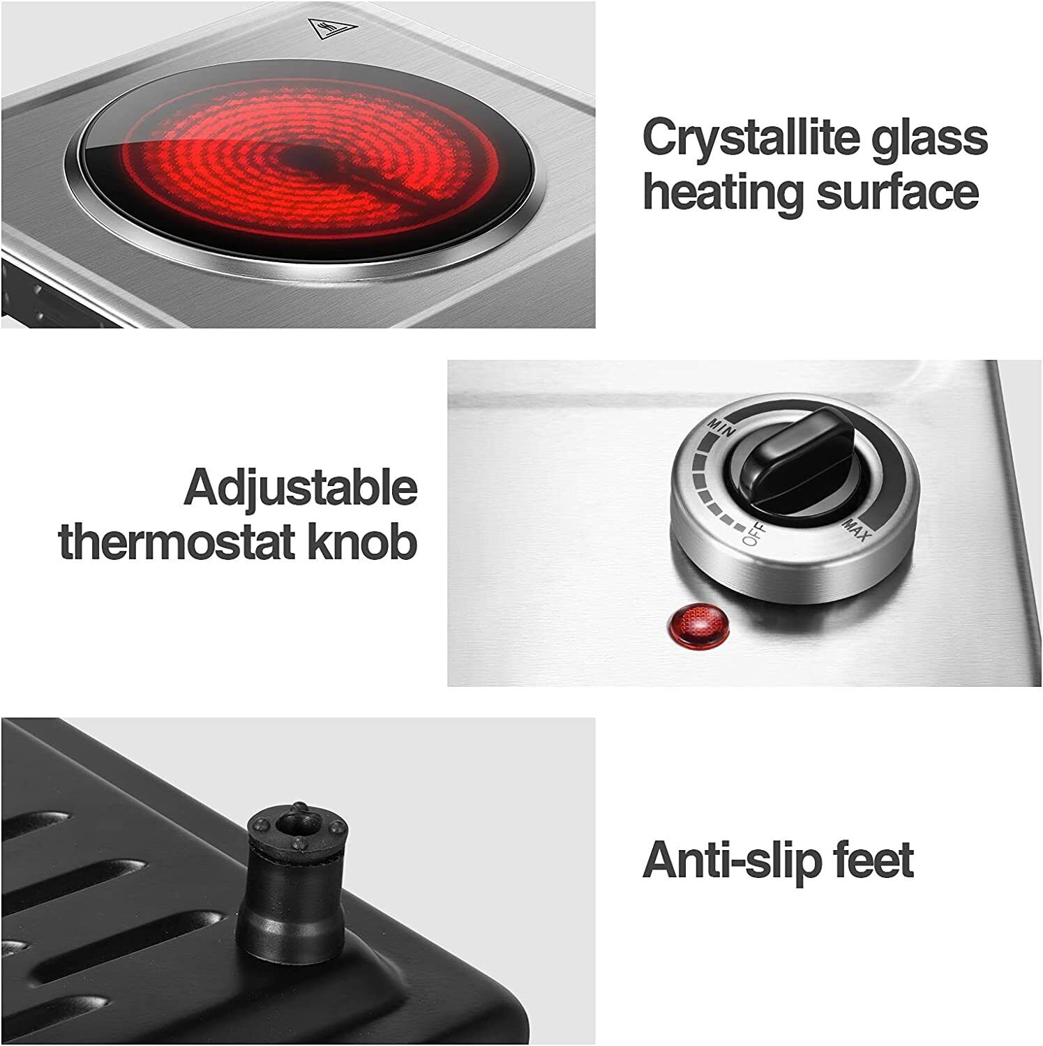 1200W Electric Hot Plate, Portable Ceramic Countertop Infrared Burner - Fresh Stock Dated February 2026