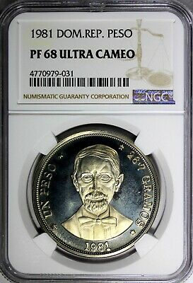 DOMINICAN REPUBLIC PROOF 1981 Peso NGC PF68 ULTRA CAMEO Mintage-3,000 KM# 53 - Fresh Stock Dated December 2025
