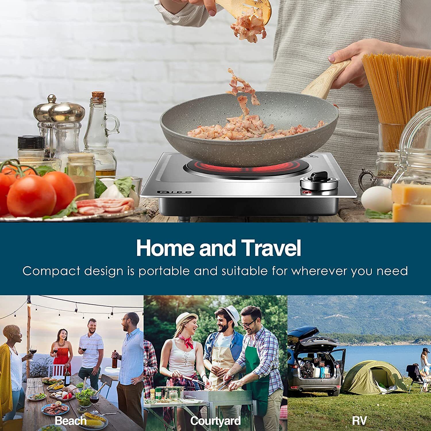 1200W Electric Hot Plate, Portable Ceramic Countertop Infrared Burner - Fresh Stock Dated February 2026