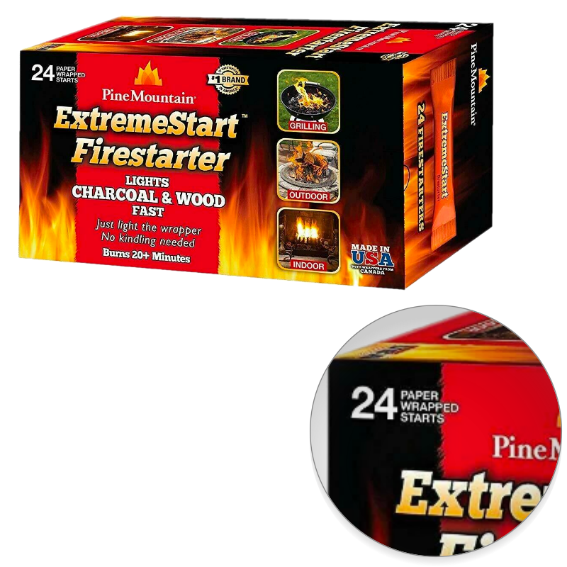 Pine Mountain ExtremeStart Wrapped Fire Starters, 24Starts Firestarter Wood Fire - Fresh Stock Dated January 2026