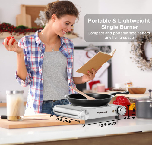 Techwood Hot Plate Single Burner for Cooking - Fresh Stock Dated February 2026