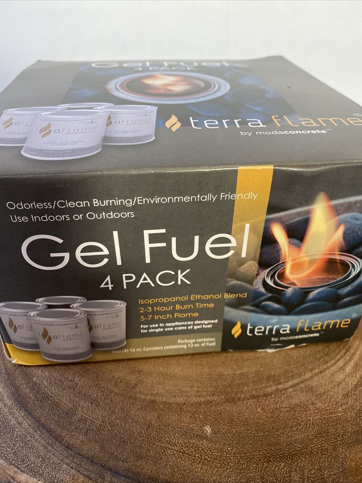 Terra Flame Clean Burning Odorless Gel Fuel 13 oz - 4 Pack New Open Box - Fresh Stock Dated December 2025