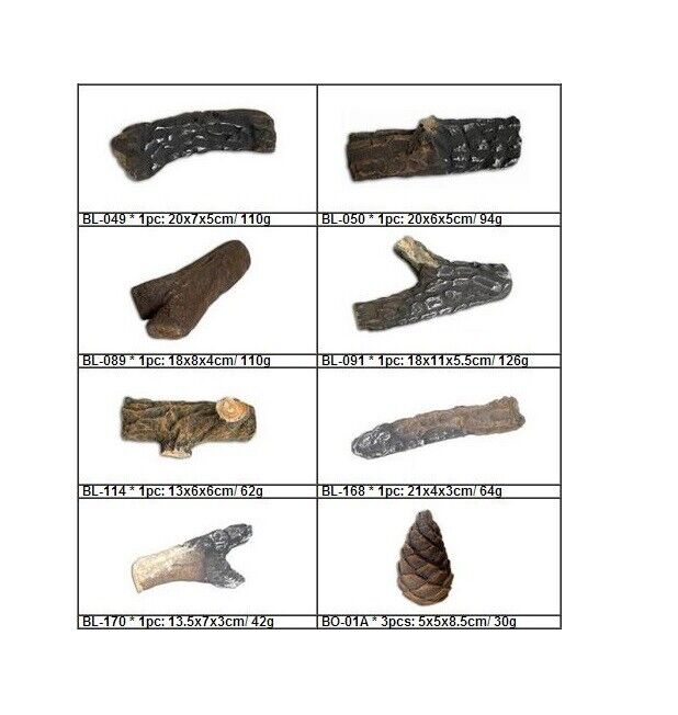 9 PCS Ceramic Wood like Gas Logs for Fireplace Imitation Propane Firepit Logs - Fresh Stock Dated January 2026