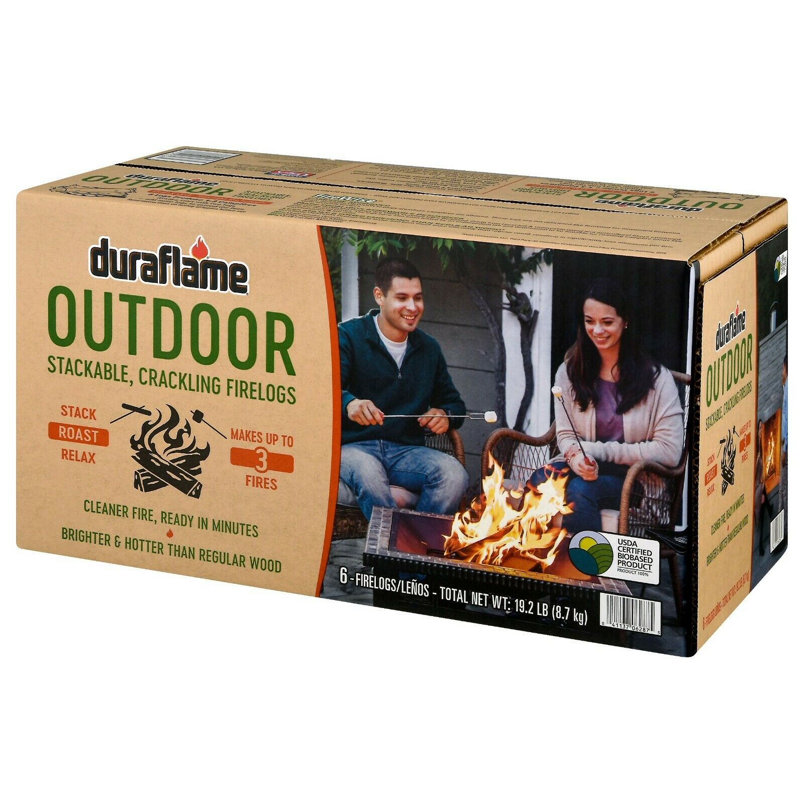 Duraflame Outdoor Crackling Firelogs, 6 Logs for up to 3 Campfires - Fresh Stock Dated January 2026