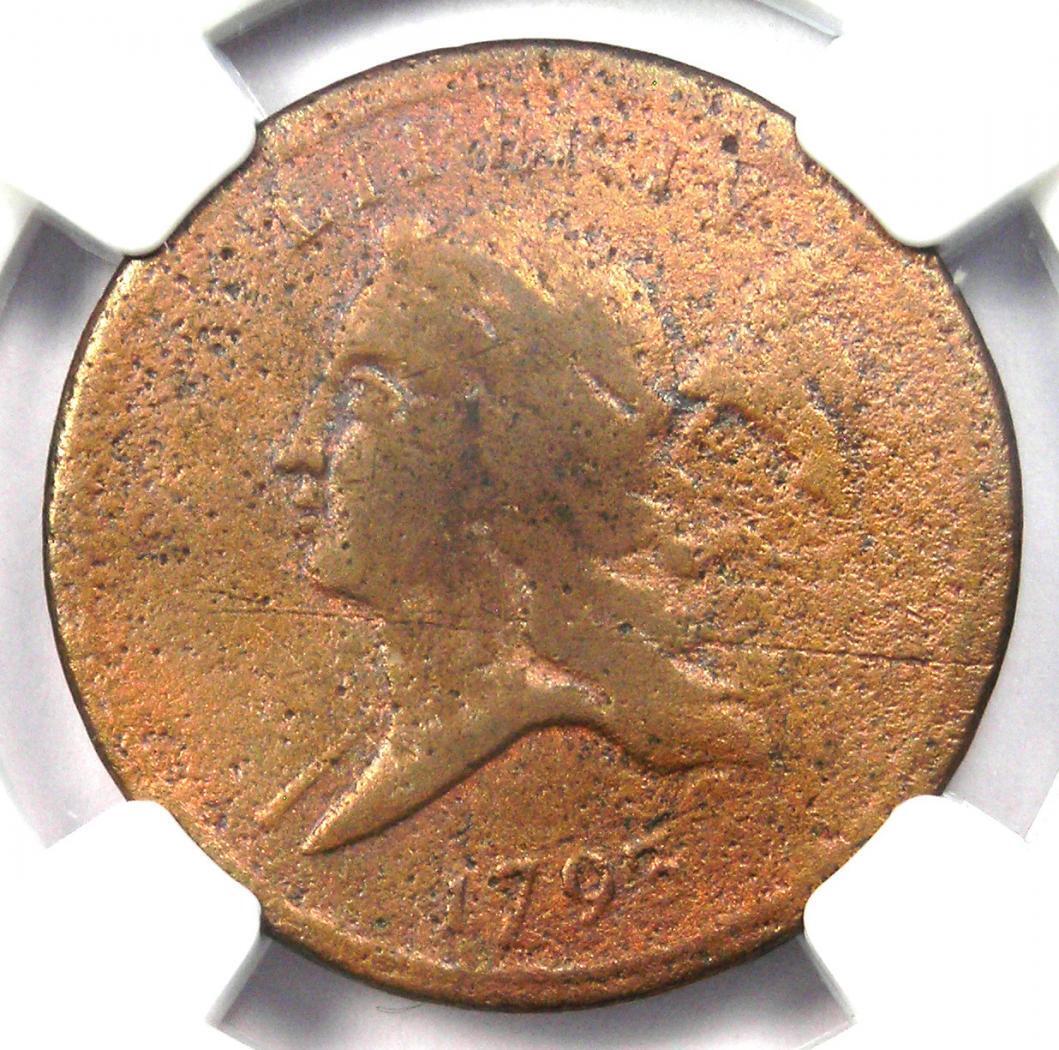 1793 Liberty Cap Flowing Hair Half Cent 1/2C - NGC VF Detail - Rare Coin! - Fresh Stock Dated December 2025