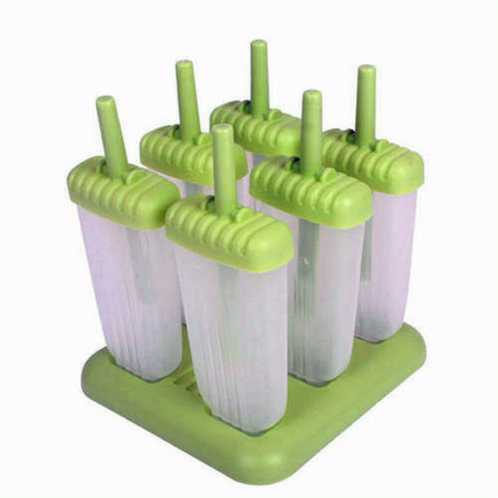 DIY Pop Frozen Mold 6 Cell Ice Cream Popsicle Maker Lolly Mould Tray Kitchen - Fresh Stock Dated February 2026