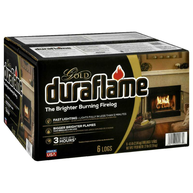 Duraflame Fire Logs 6 Pack - 4.5lb Bright Burning 3 Hour Burn Time Fast Lighting - Fresh Stock Dated December 2025