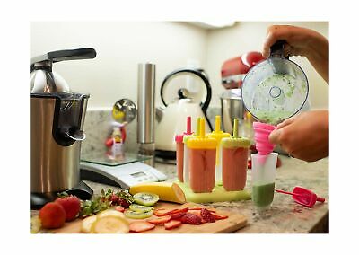 Lebice Popsicle Molds Set - BPA Free - 6 Ice Pop Makers + 1 Silicone Lid + Si... - Fresh Stock Dated February 2026