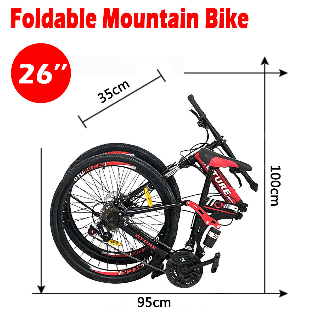 Mountain Bike 26'' Spoke Wheels Dual Suspension Folding 21 Speed MTB Bicycle - Fresh Stock Dated January 2026